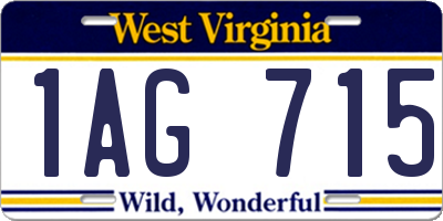 WV license plate 1AG715