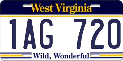 WV license plate 1AG720