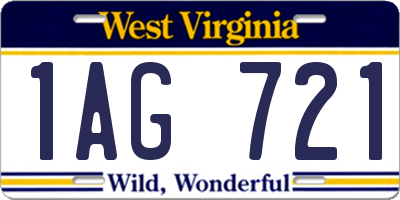 WV license plate 1AG721