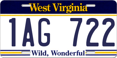 WV license plate 1AG722