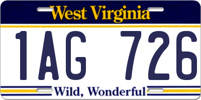 WV license plate 1AG726