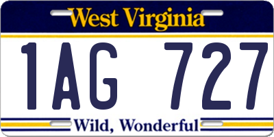 WV license plate 1AG727