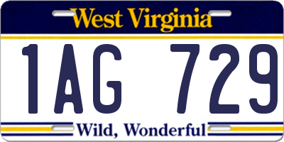 WV license plate 1AG729