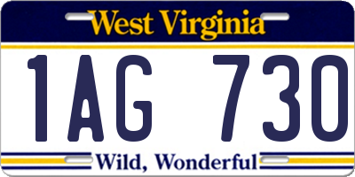 WV license plate 1AG730