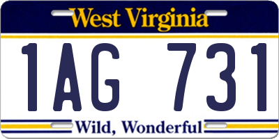 WV license plate 1AG731