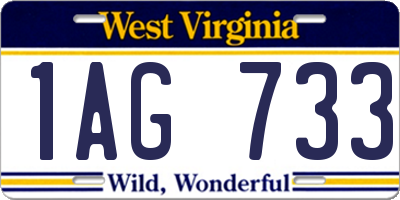 WV license plate 1AG733