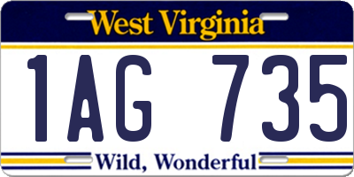 WV license plate 1AG735