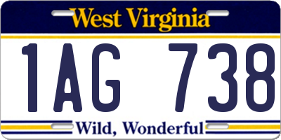 WV license plate 1AG738