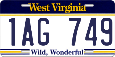 WV license plate 1AG749