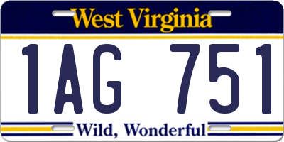WV license plate 1AG751
