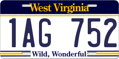 WV license plate 1AG752