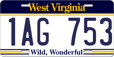 WV license plate 1AG753