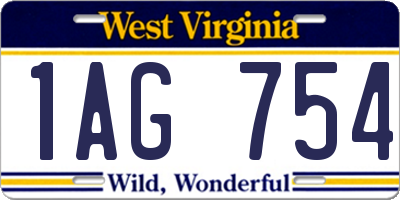 WV license plate 1AG754