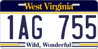 WV license plate 1AG755