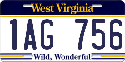 WV license plate 1AG756