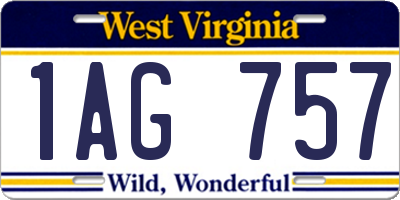 WV license plate 1AG757