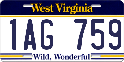 WV license plate 1AG759