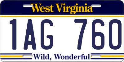 WV license plate 1AG760