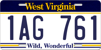 WV license plate 1AG761