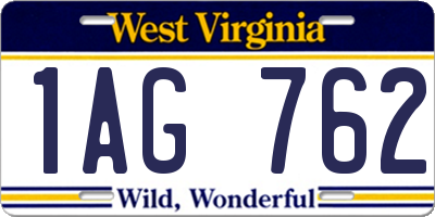 WV license plate 1AG762