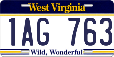 WV license plate 1AG763