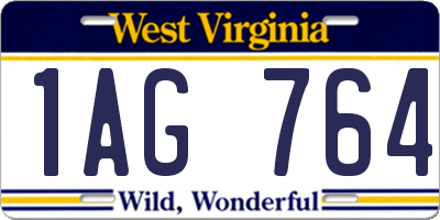 WV license plate 1AG764