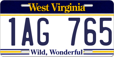 WV license plate 1AG765