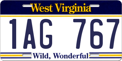 WV license plate 1AG767