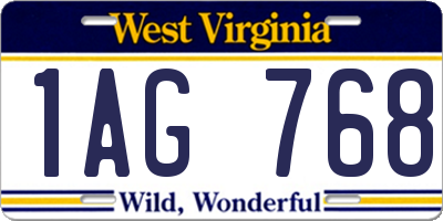 WV license plate 1AG768