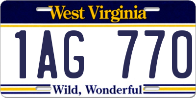 WV license plate 1AG770