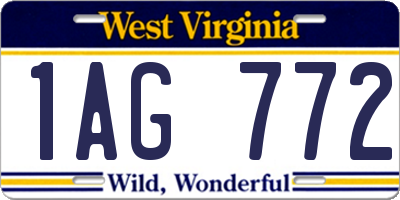 WV license plate 1AG772