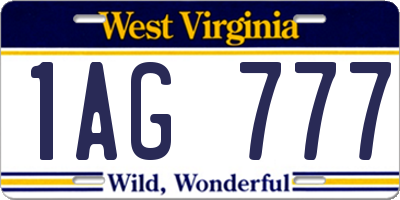 WV license plate 1AG777