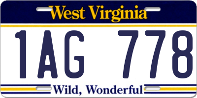 WV license plate 1AG778