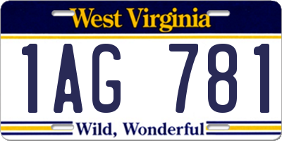 WV license plate 1AG781