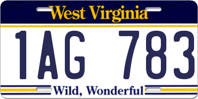 WV license plate 1AG783