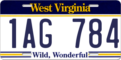 WV license plate 1AG784