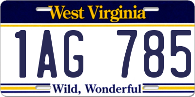 WV license plate 1AG785