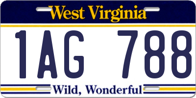 WV license plate 1AG788