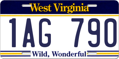 WV license plate 1AG790