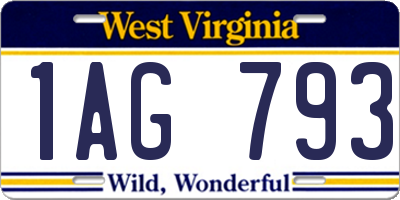 WV license plate 1AG793