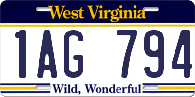 WV license plate 1AG794