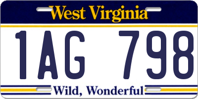 WV license plate 1AG798