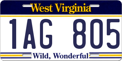 WV license plate 1AG805