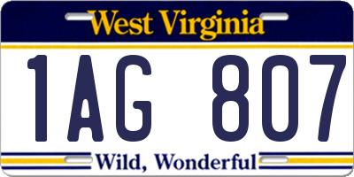 WV license plate 1AG807