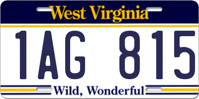 WV license plate 1AG815