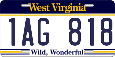 WV license plate 1AG818