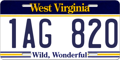WV license plate 1AG820