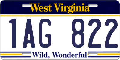 WV license plate 1AG822