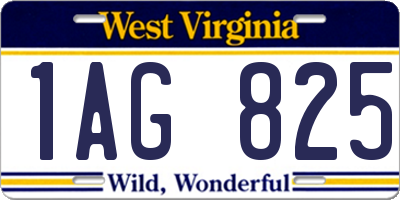 WV license plate 1AG825