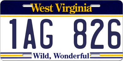 WV license plate 1AG826